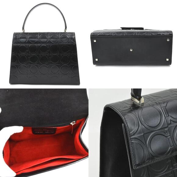 Salvatore Ferragamo Gancini Leather Handbag in Black and Silver for Women, e6... - Picture 3 of 5